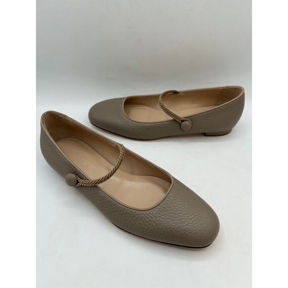 Lafayette 148 New York Mary Jane ballet flat twisted rope strap Tan Calfskin - Picture 4 of 9